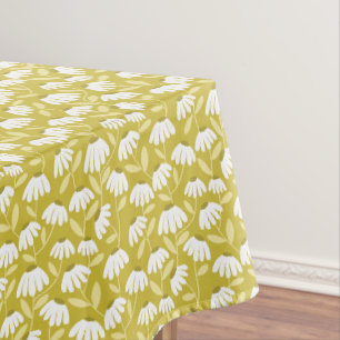 Nappe Motif de marguerites florales or foncé et vert oli