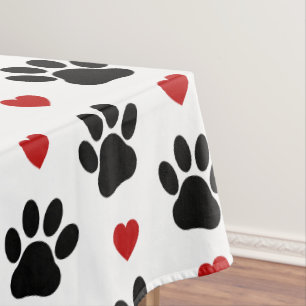 Nappe Motif De Pâtes, Pâtes De Chien, Pâtes Noires, Coeu