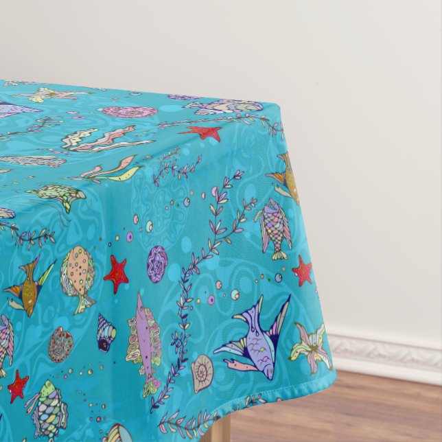 Nappe Motif de poissons de turquoise (In Situ)