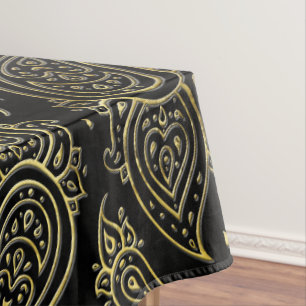 Nappe Motif de relief d'or de Paisley sur le noir