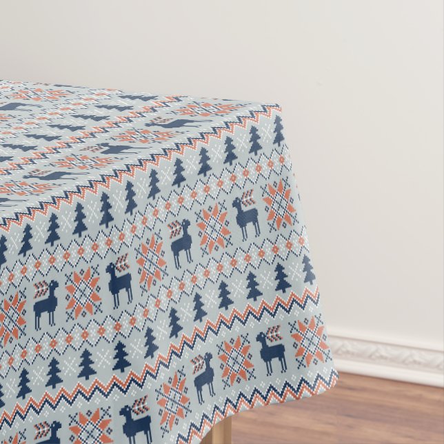 Nappe Motif de rennes de Noël bleu brun (In Situ)