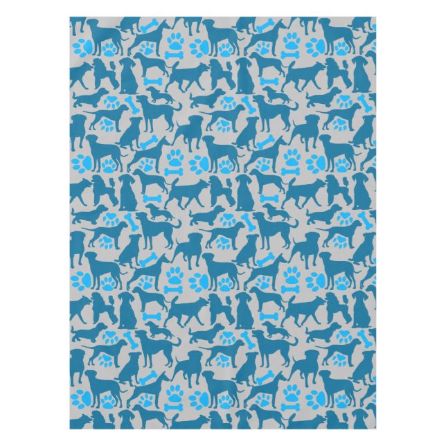 Nappe Motif de silhouette de chien.Bleu.04 LGrey BG (Devant)