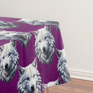 Nappe Motif de tête de loup blanc design violet