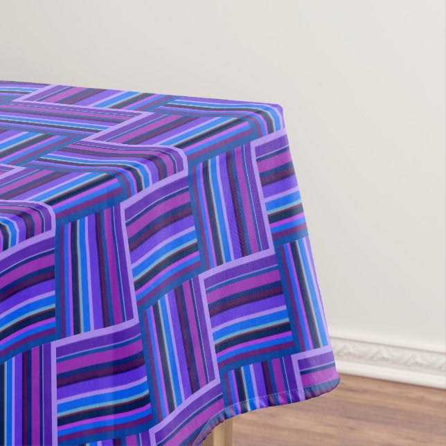 Nappe Motif de tissage à rayures bleues et violettes (In Situ)