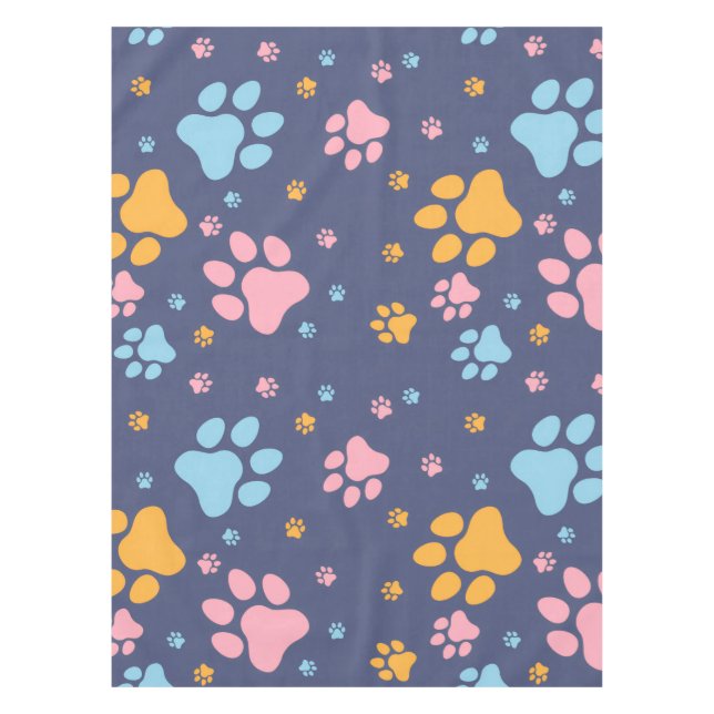 Nappe Motif d'empreintes de pattes d'animaux colorés (Devant)