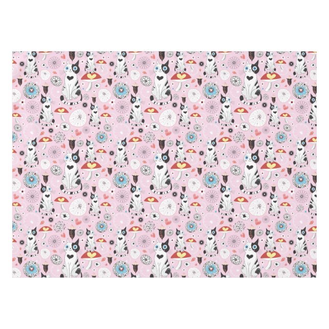 Nappe motif des chats et des fleurs (Devant (Horizontal))