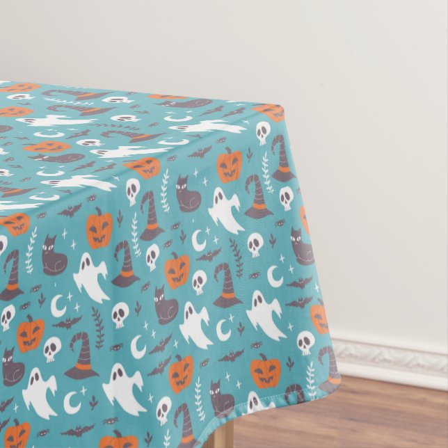 Nappe Motif d'Halloween Turquoise amusant (In Situ)