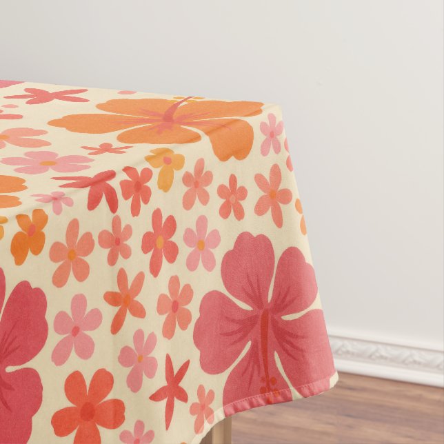 Nappe Motif d'hibiscus hawaïen des années 60 (In Situ)