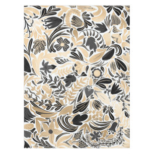 Nappe Motif d'illustration de Feuilles floraux noirs d'o
