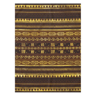 Nappe Motif d'or africain ethnique sur le brun