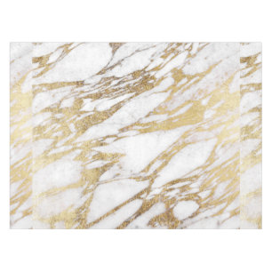 Nappe Motif élégant chic de marbre de blanc et d'or