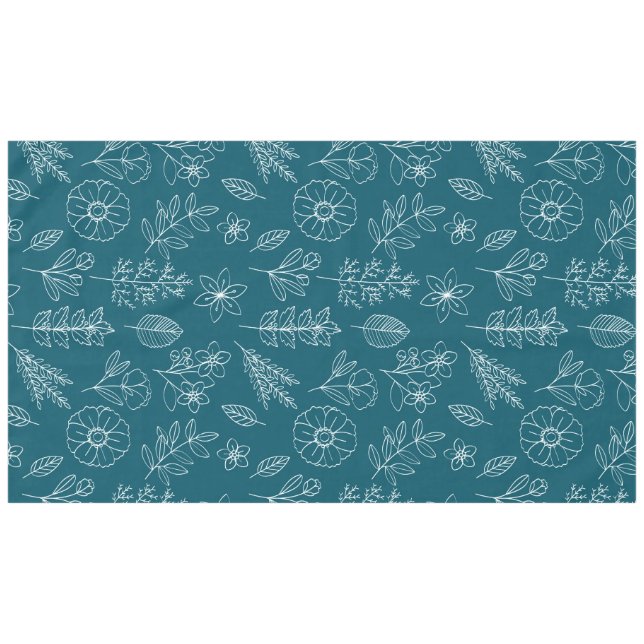 Nappe Motif élégant de fleurs feuillues sarcelle foncée (Devant (Horizontal))