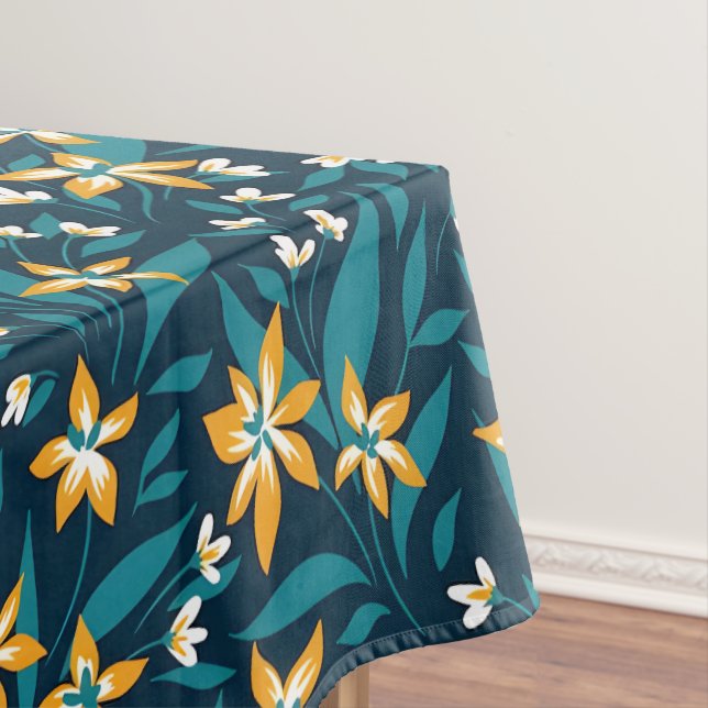 Nappe Motif élégant de fleurs jaunes sur fond de feuille (In Situ)