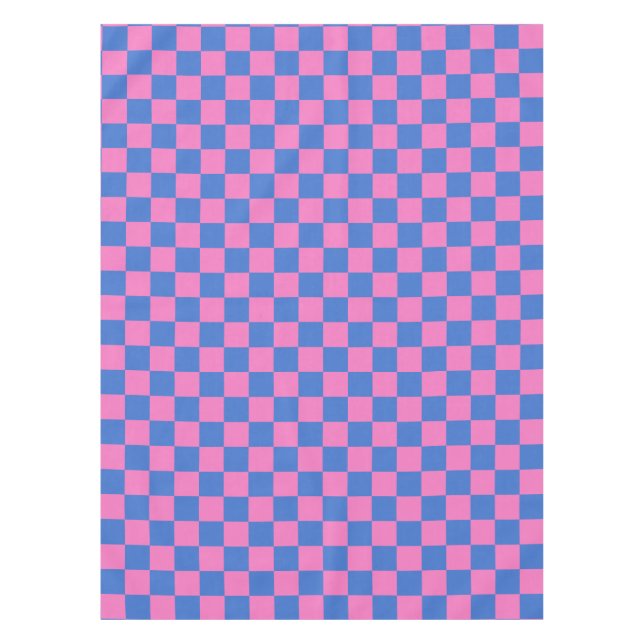 Nappe Motif en damier esthétique rétro rose et bleu (Devant)