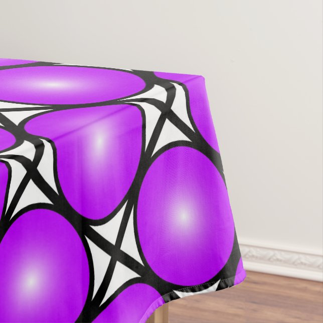 Nappe Motif en treillis noir blanc Magenta points roses (In Situ)