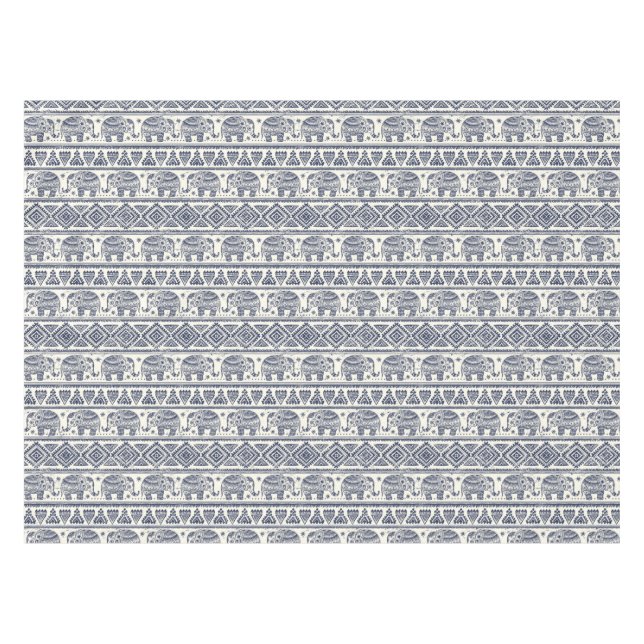 Nappe Motif ethnique bleu d'éléphant (Devant (Horizontal))