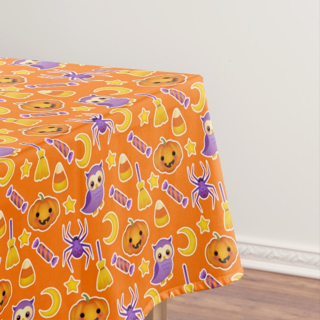 Nappe Motif Festif d'Halloween avec Chouettes Citrouille (In Situ)