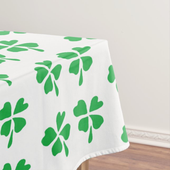 Nappe Motif feuille de trèfle vert sur blanc (In Situ)
