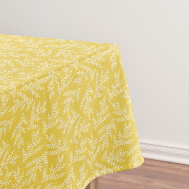 Nappe Motif Feuille moderne de moutarde jaune (In Situ)