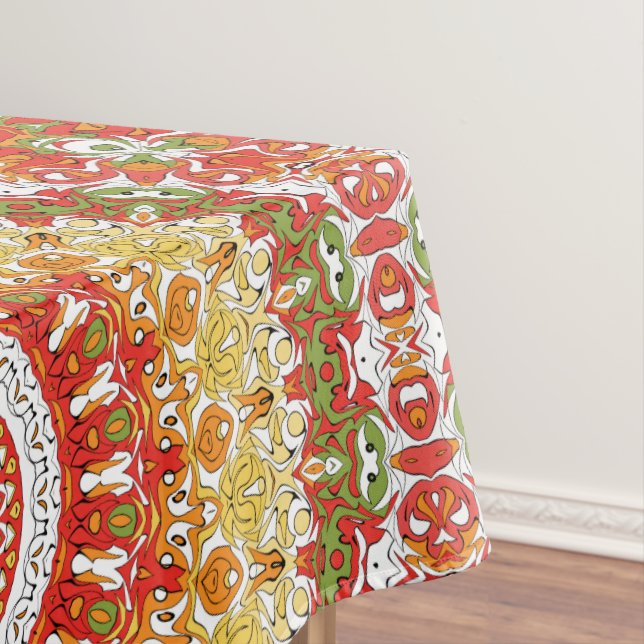 Nappe Motif Fiesta Mandala en rouge, jaune et vert (In Situ)