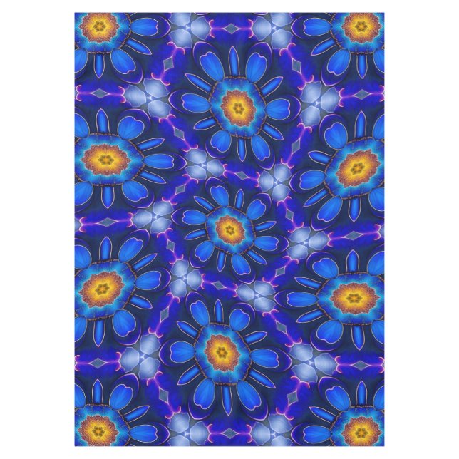 Nappe Motif Fleurs bleues Abstraites (Devant)