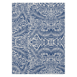 Nappe motif floral bleu avec feuilles et fleurs diverses