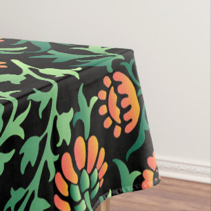 Nappe Motif floral complexe avec feuilles vertes