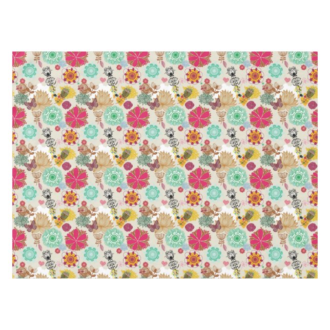 Nappe Motif floral dans le rétro style (Devant (Horizontal))