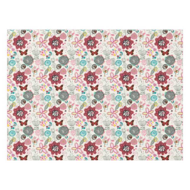 Nappe Motif floral dans le rétro style 5 (Devant (Horizontal))