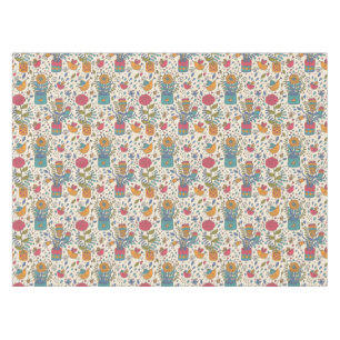 Nappe Motif floral de bande dessinée avec les oiseaux 2