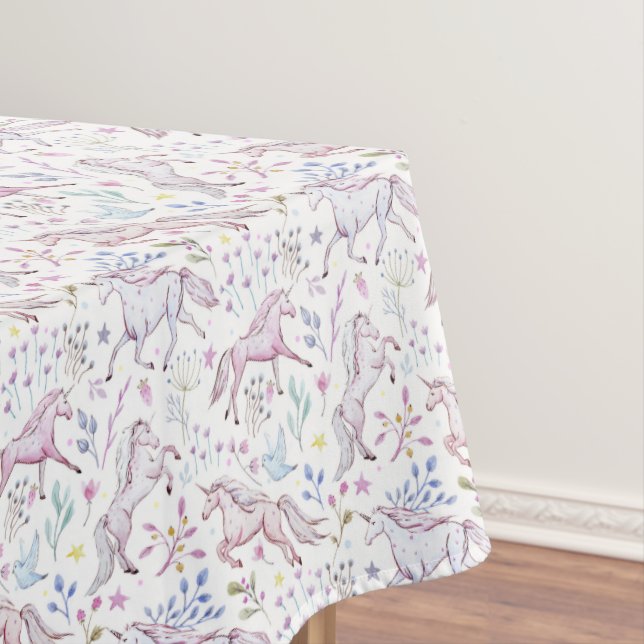Nappe Motif floral de licorne d'aquarelle (In Situ)