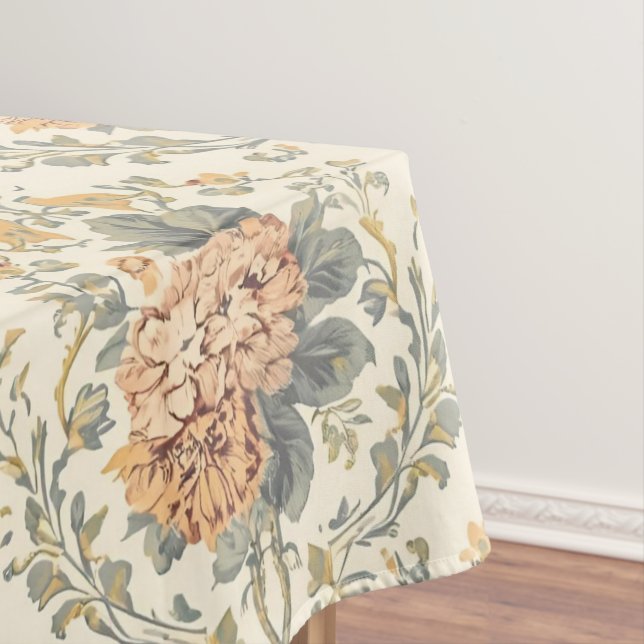 Nappe Motif floral gravé élégant vintage français (In Situ)