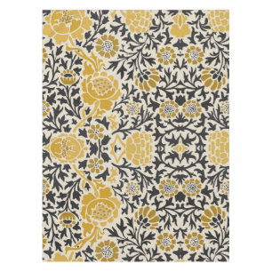 Nappe Motif floral jaune et noir de style vintage