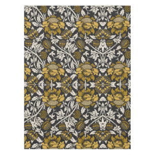 Nappe Motif floral orné avec grandes fleurs dorées