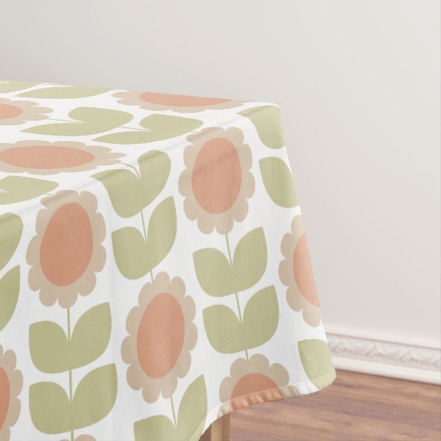 Nappe Motif floral rétro rose pastel du milieu du siècle (In Situ)