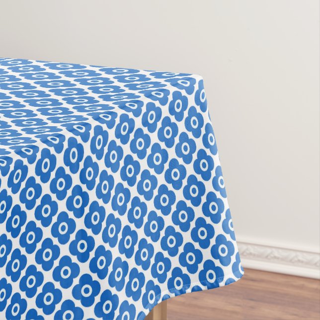 Nappe Motif floral simple bleu et blanc rétro floral (In Situ)