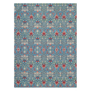 Nappe Motif floral sur fond bleu de feuilles vertes