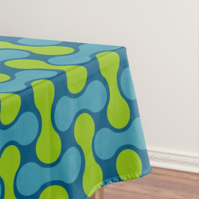 Nappe Motif géométrique Abstrait rétro en bleu et vert (In Situ)