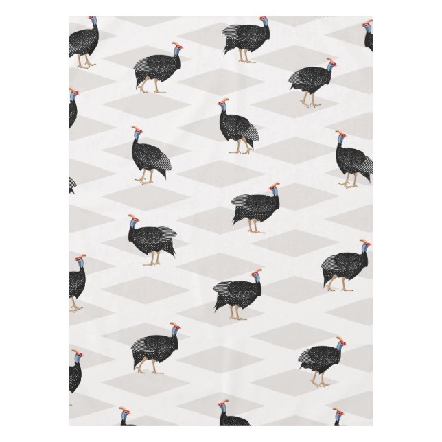 Nappe Motif géométrique des oiseaux de la pintade (Devant)