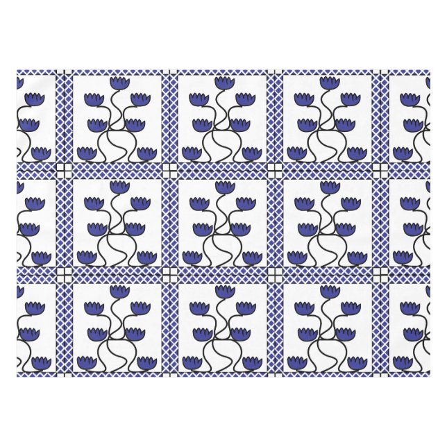 Nappe Motif géométrique Flore bleu asiatique persan (Devant (Horizontal))