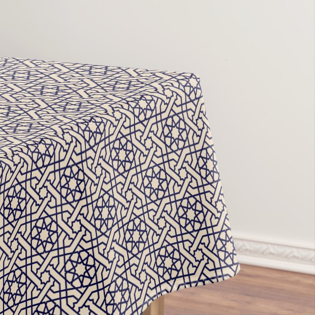 Nappe Motif géométrique marocain bleu islamique (In Situ)