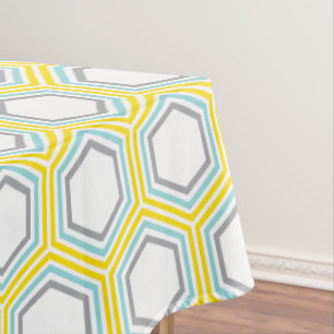 Nappe Motif géométrique moderne Jaune et Aqua