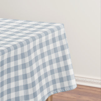 Nappe Motif Gingham Côtier Carreaux Blanc Bleu Uni