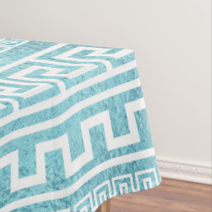 Nappe Motif grec bleu doux de méandre sur le verre