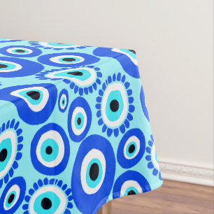 Nappe Motif grec coloré sur Aqua Blue