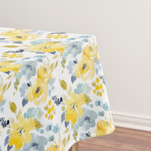 Nappe Motif jaune et bleu d'aquarelle (In Situ)