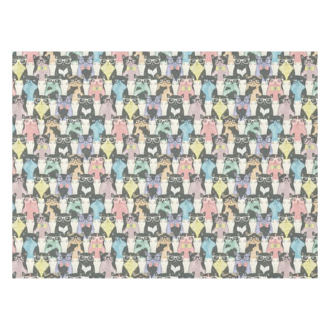 Nappe Motif mignon de chats de hippie (Devant (Horizontal))