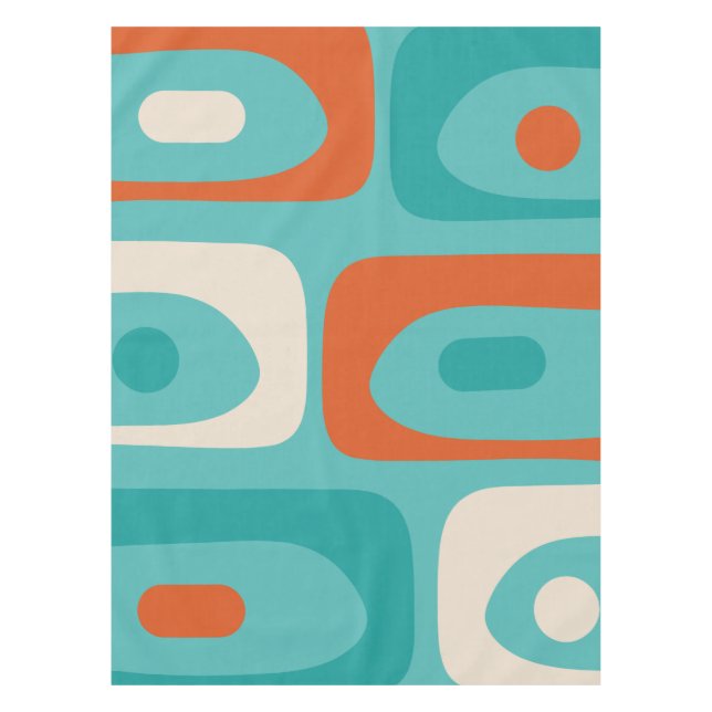 Nappe Motif moderne de Piquet du milieu du siècle Turquo (Devant)
