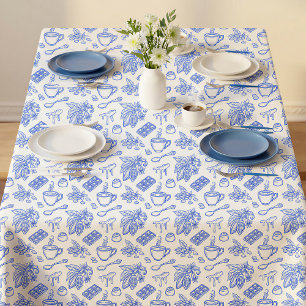 Nappe Motif Moderne de Toile Bleue Cacao et Chocolat