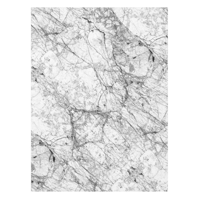 Nappe Motif moderne noir et blanc de marbre de Faux (Devant)